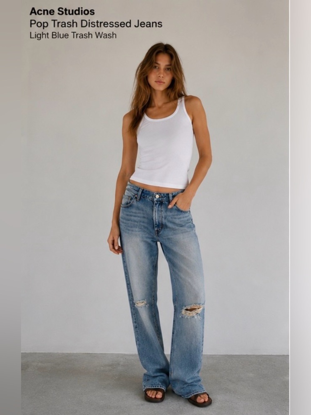 Acne Studios Pop Trash Distressed Jeans / Light Blue Trash Wash / Size 36 (US 4)